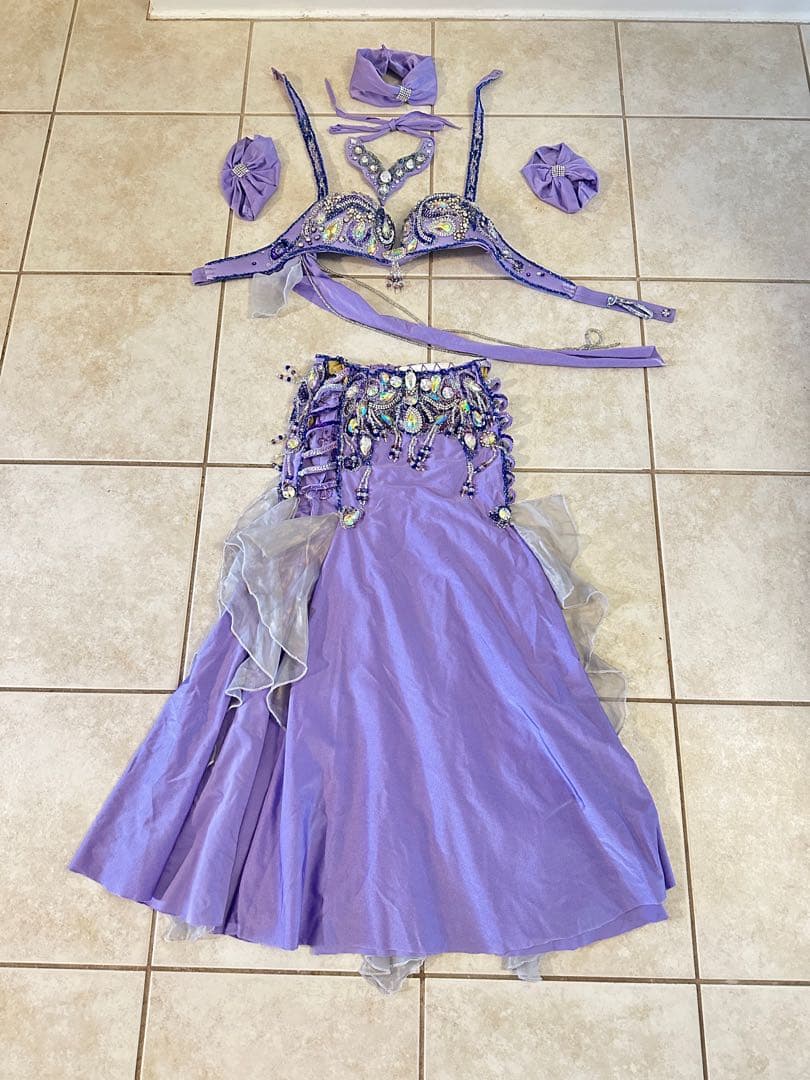 紫色のベリーダンス衣装セット