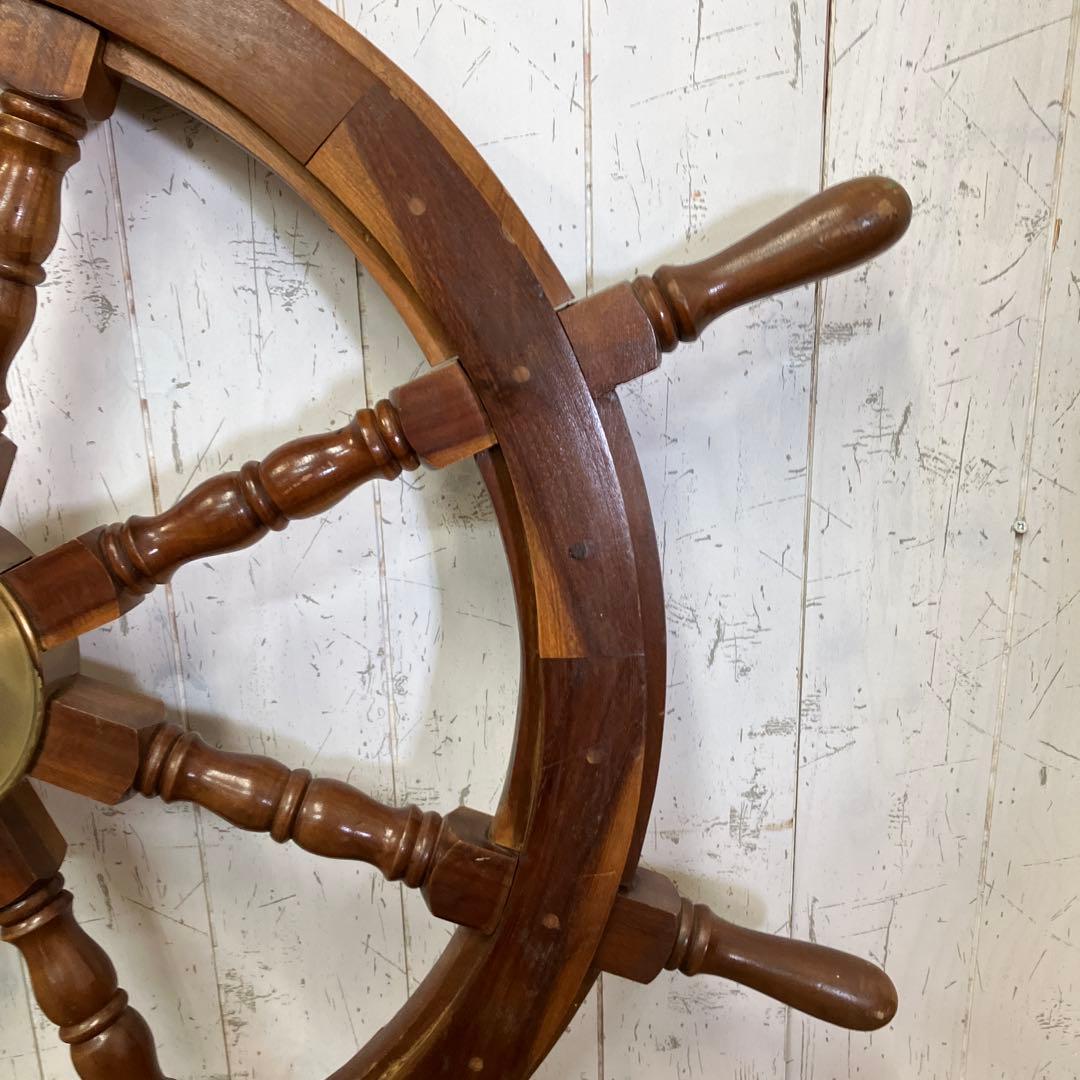 A-1 木製 船の舵輪 8本ハンドル マリンインテリア 操舵輪 ラット ハンドル
