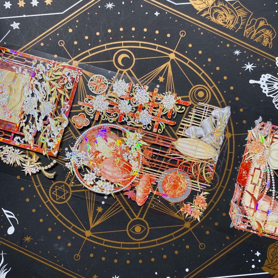 【9170】海外　マステ　中古巻　貝殻光マスキングテープ　古風　装飾背景系