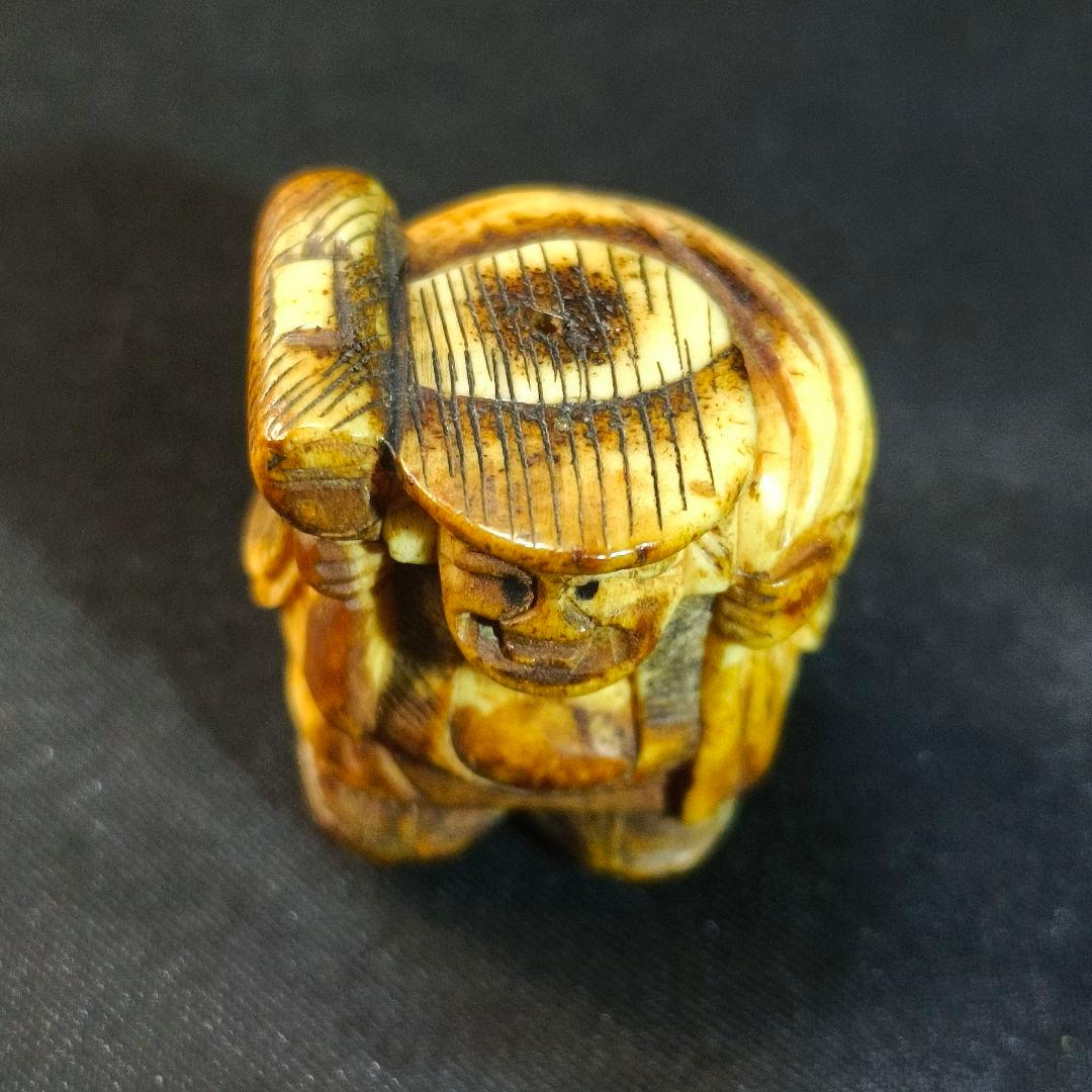 江戸根付 弁天様 天然素材 手彫り 無銘 骨董 古美術 蒐集家放出アンティーク