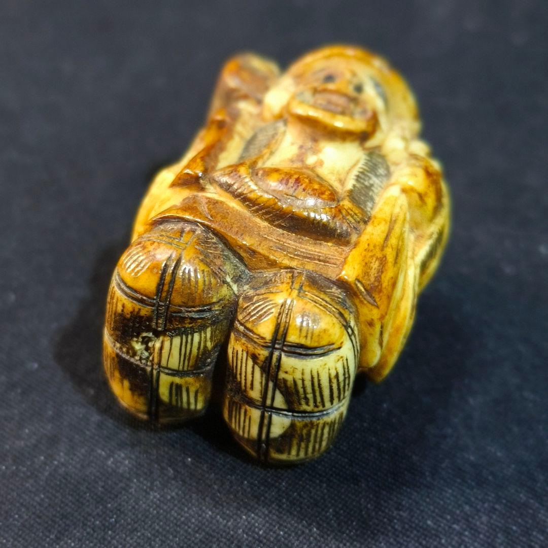 江戸根付 弁天様 天然素材 手彫り 無銘 骨董 古美術 蒐集家放出アンティーク