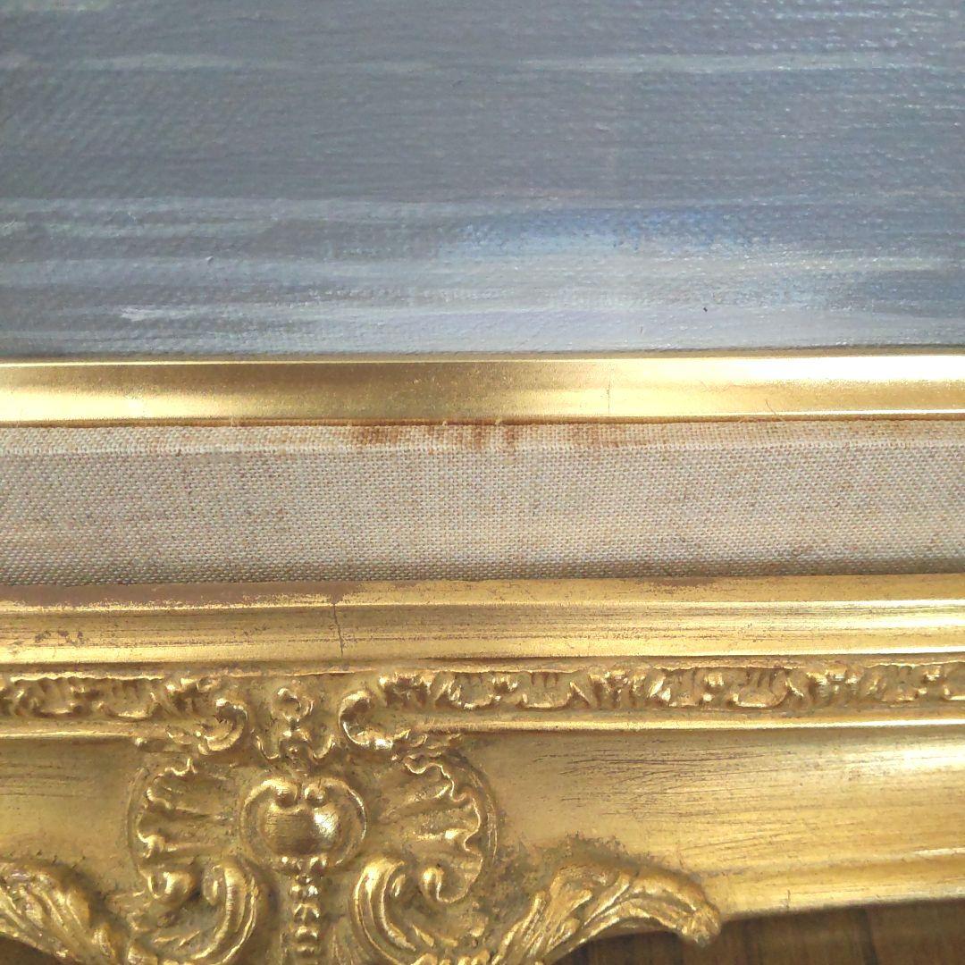 真作 嶋津和幸 上高地の朝 油画 油絵 風景画 湖 山 6号