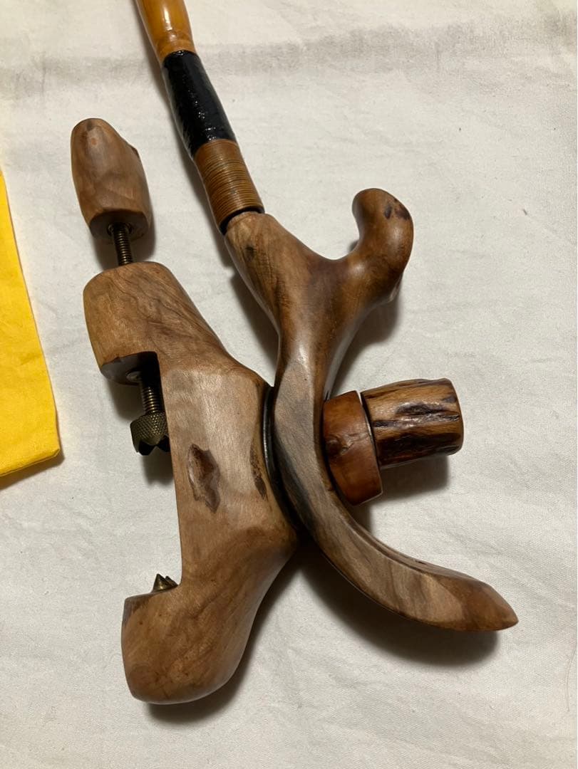 へら釣り用竿掛けらっきょ竹➕天然木万力