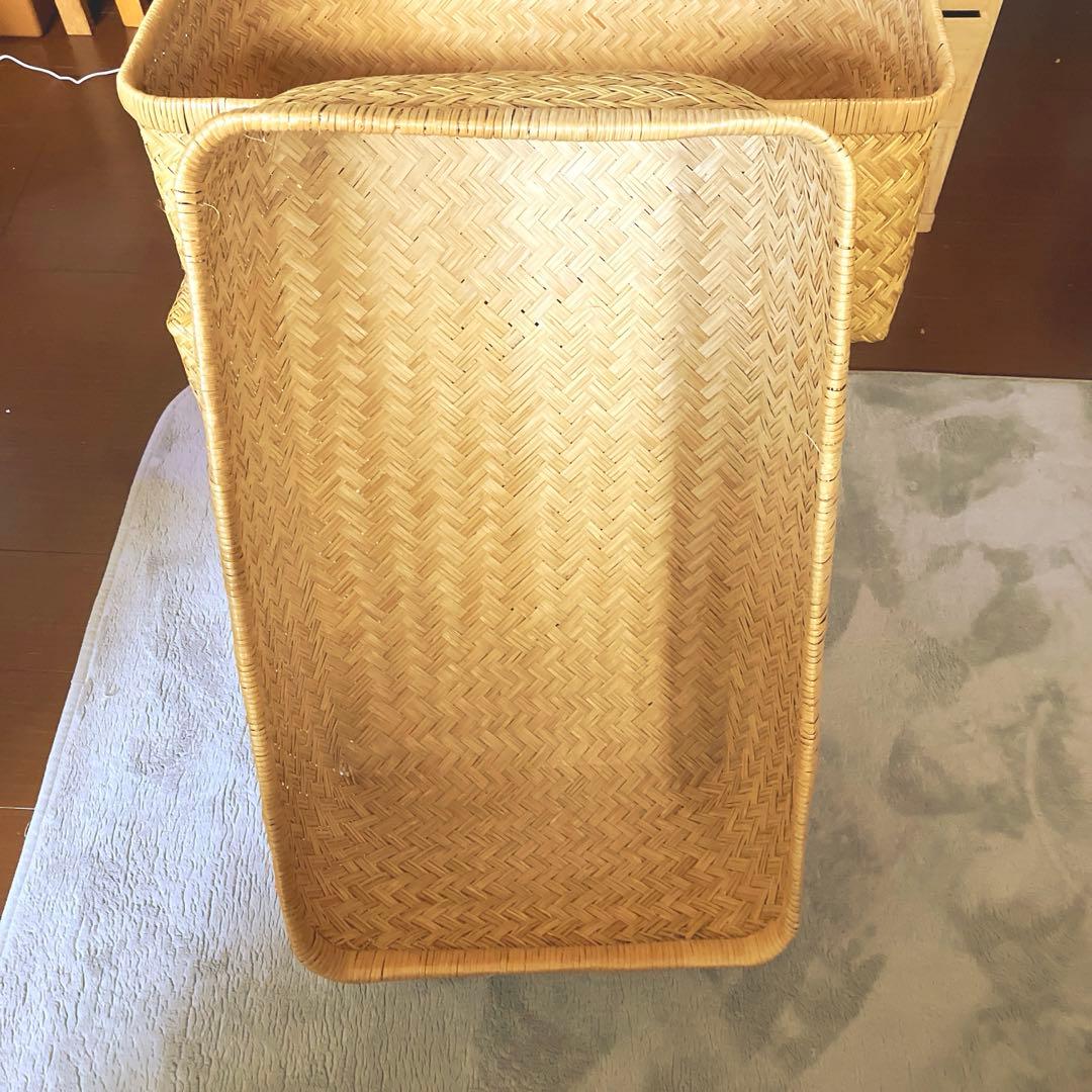 昭和レトロ 中サイズ 行李 クリーニング済み 収納 籠 美品 ②