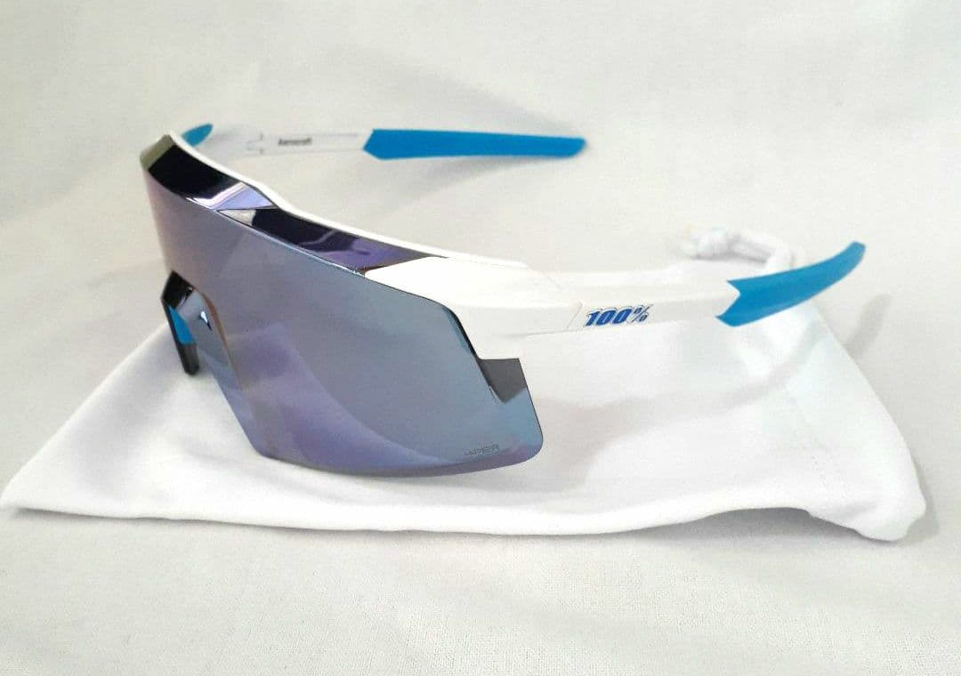 100% Aerocraft ホワイト ブルー ワンハンドレッド サングラス