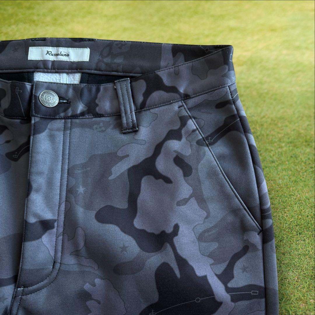 裏起毛　ラッセルノ　パンツ　迷彩　総柄　M〜L相当　白　黒　グレー　蓄熱　暖パン