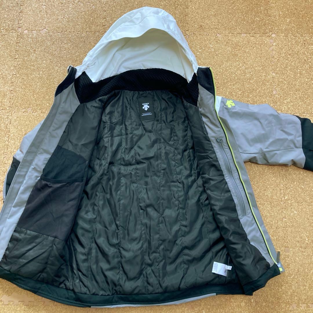 【美品】デサントdescentスキーウェア ジャケ上下 セットSメンズグレー×黄