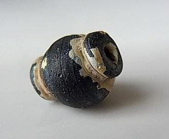 ★P0701★古代ローマ　上質美形　銀化　ガラスビーズ　襟付　金パティナ