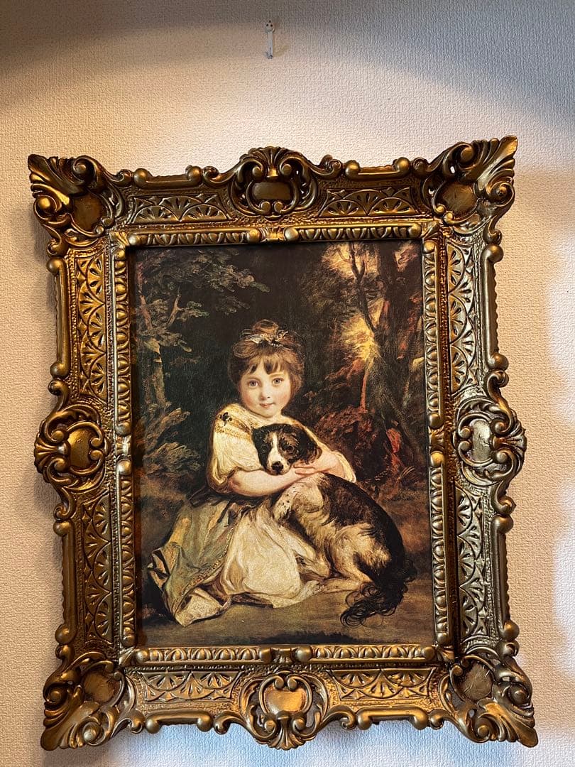 ロココ調　額絵　イタリア製縦型　金縁