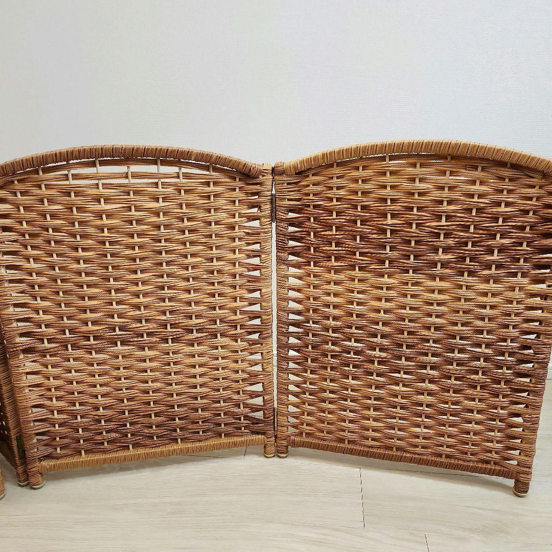 【2個セット】ペピー 軽量ついたてペットゲート ラタン調 折り畳みパーテーション