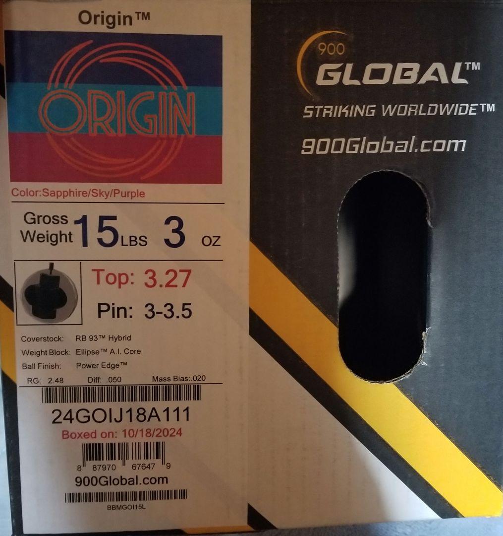 900 Global Origin ボウリングボール 15ポンド