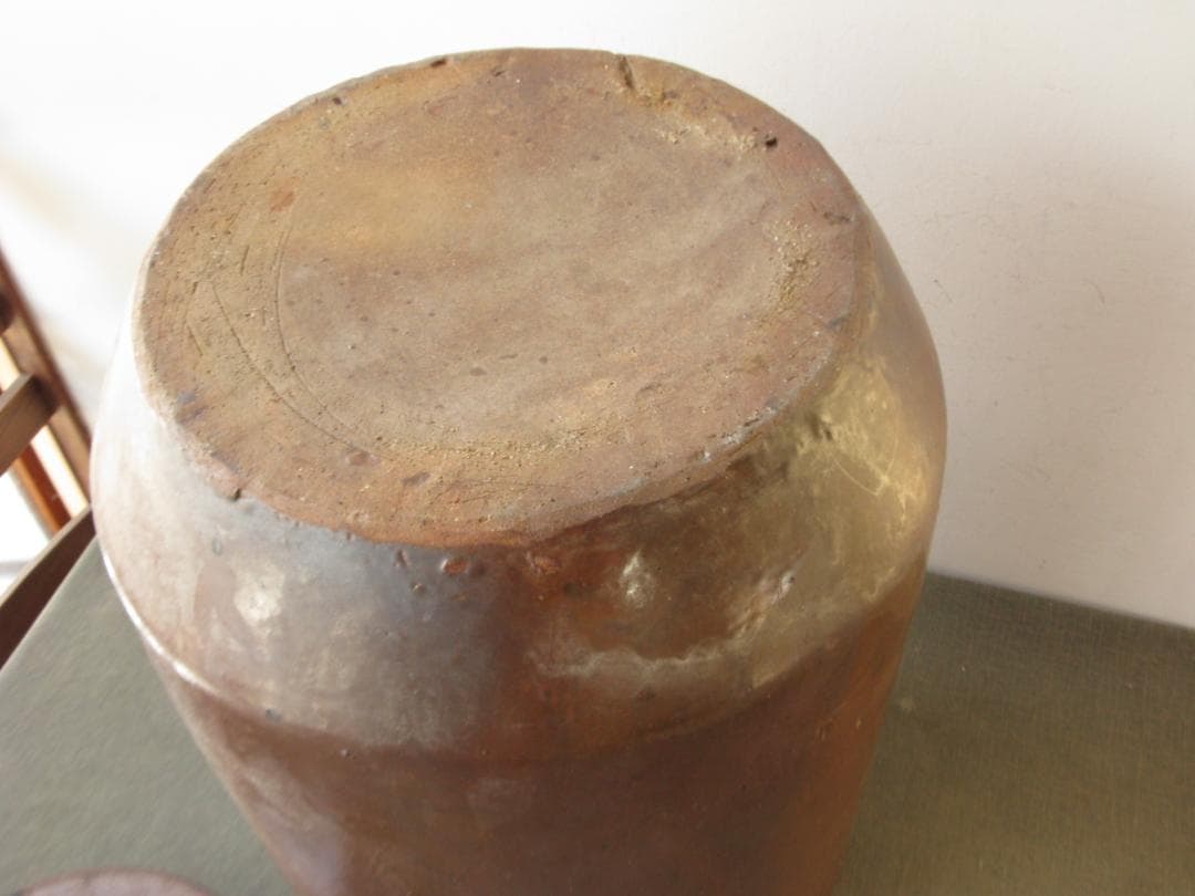 ☆　古道具　陶製　蓋付き　甕（かめ）　昭和レトロ　希少　☆