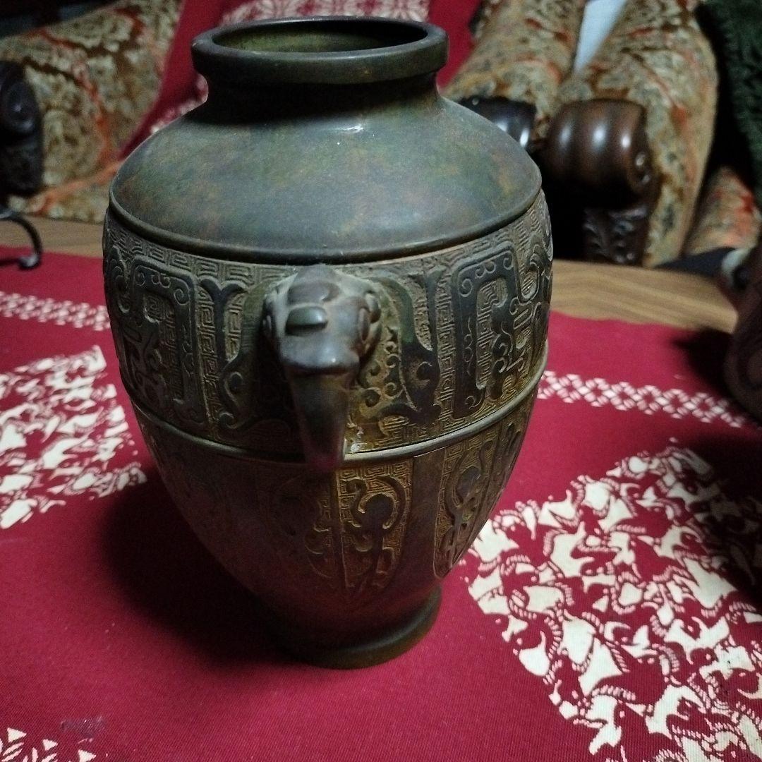 中国　花瓶　銅器