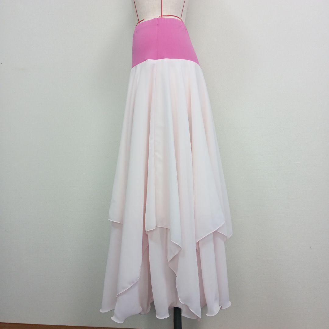 お値下げ　ハンドメイド　社交ダンス　ベビーピンクシフォン　セットアップ　ドレス