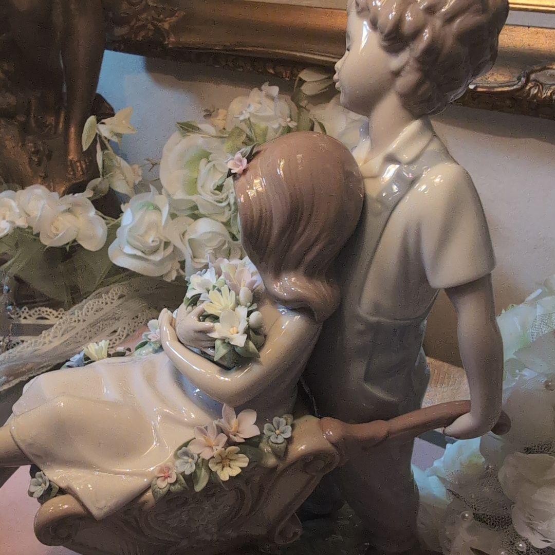 ♥LLADRO【君が好き】♥横型LLADROガラスケース背面鏡付き