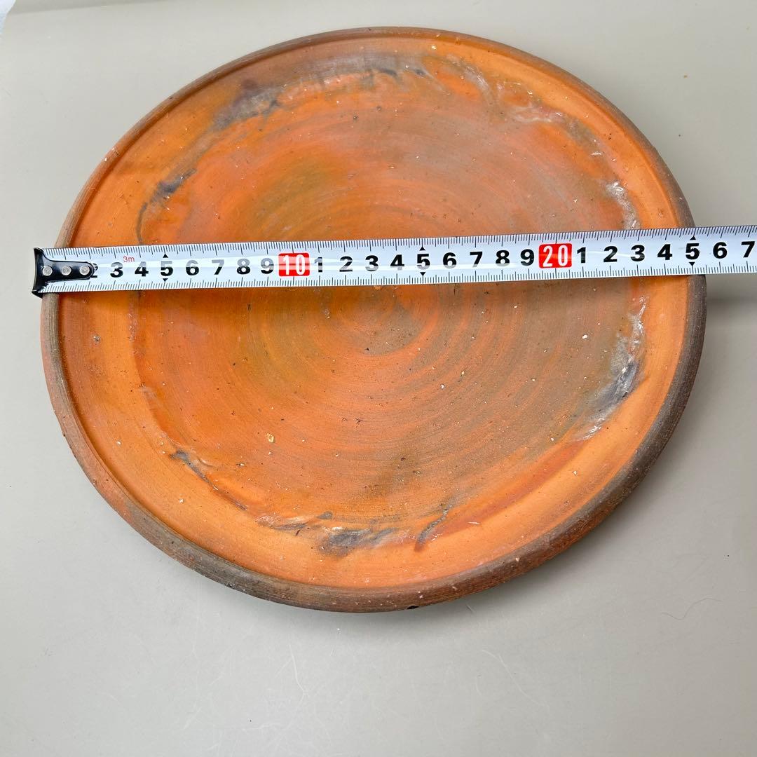 人間国宝・山本陶秀先生オレンジ色 陶器皿 木箱付き