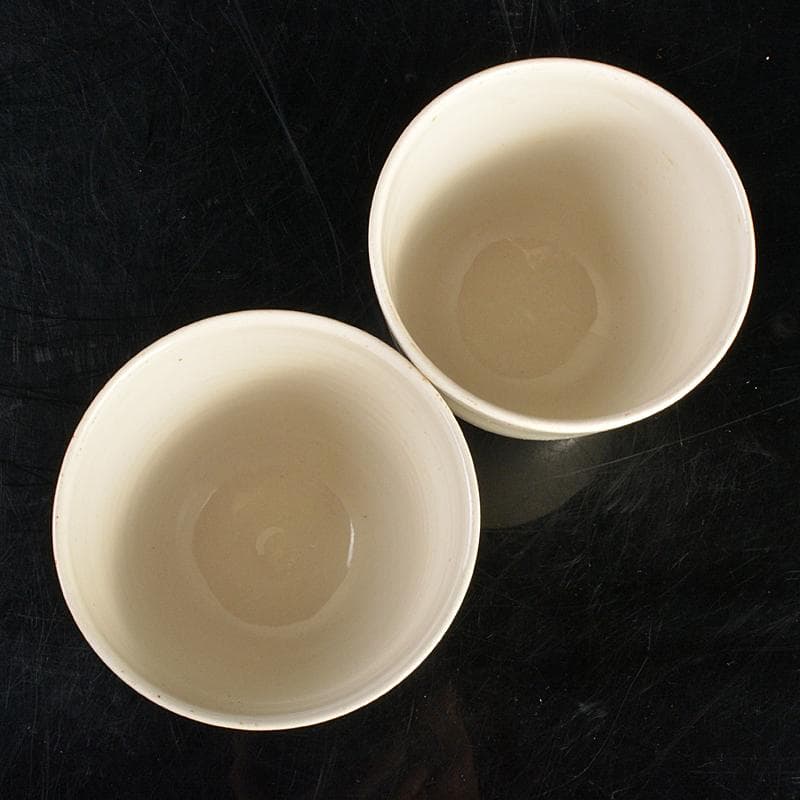 中国　定窯　白磁　杯　杯台　一對　在銘　D　7267E