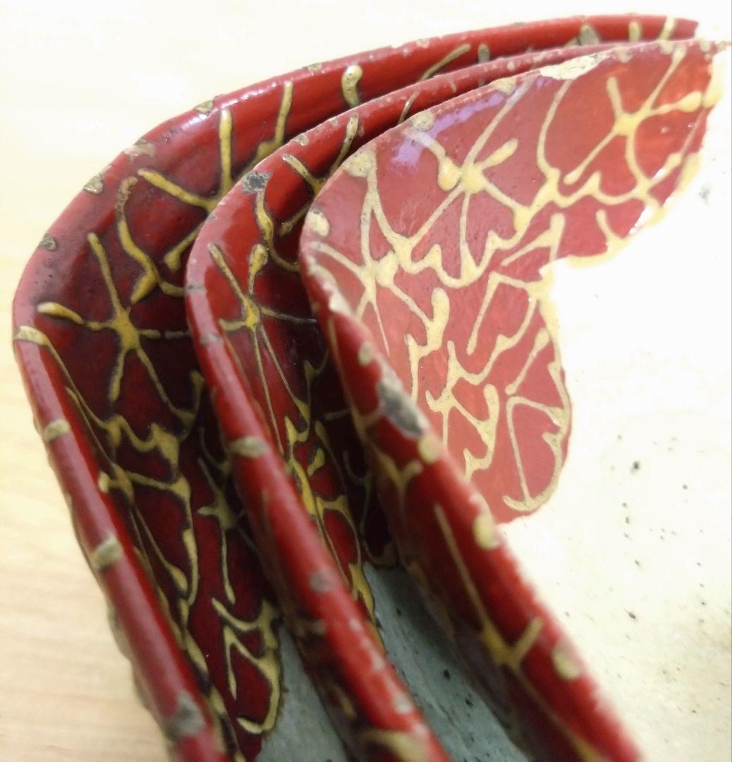 京焼　清水七兵衛作　三ツ組　向付け　清水七兵衛七角印　三ツ組鉢