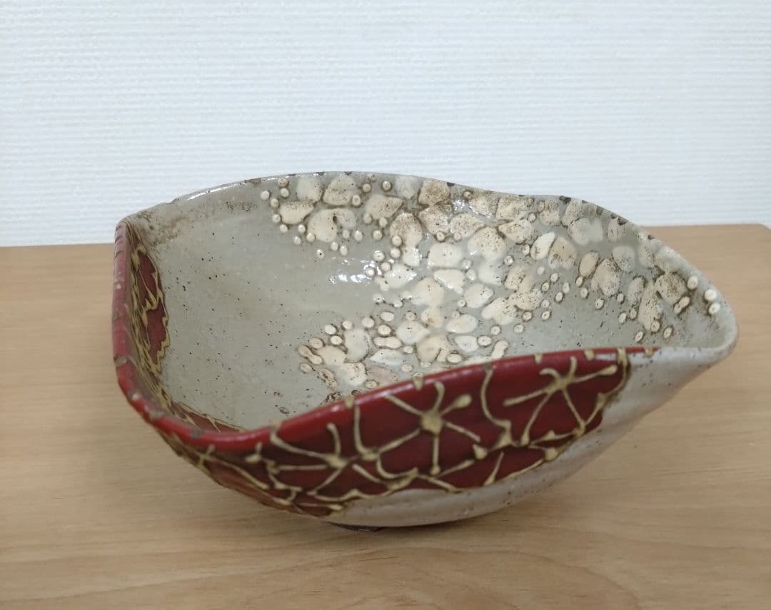 京焼　清水七兵衛作　三ツ組　向付け　清水七兵衛七角印　三ツ組鉢