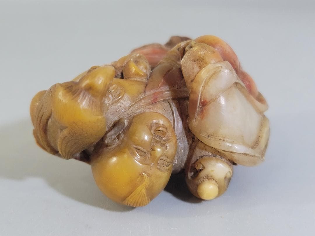 中国 古い 石彫刻 置物 台付