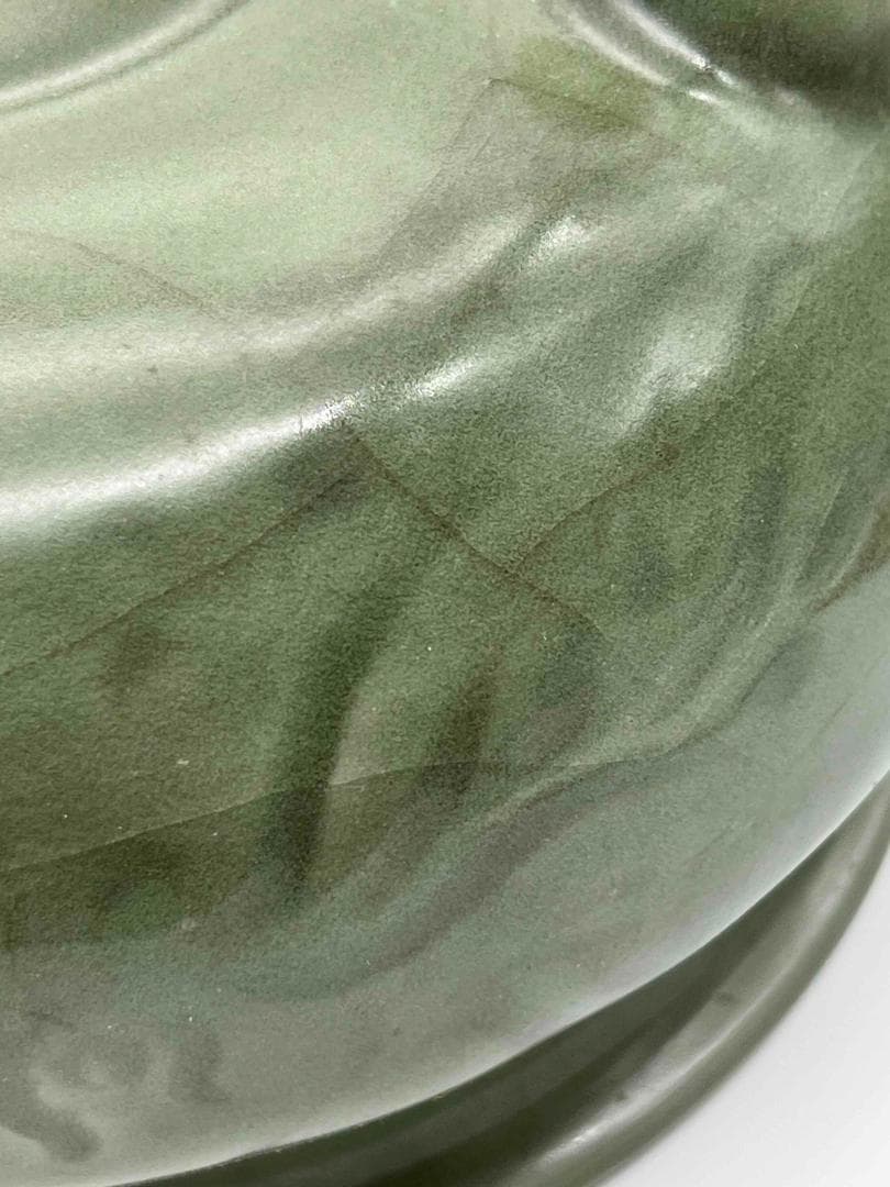 明時代　青磁　龍泉窯花卉文簋形香炉(E-75)