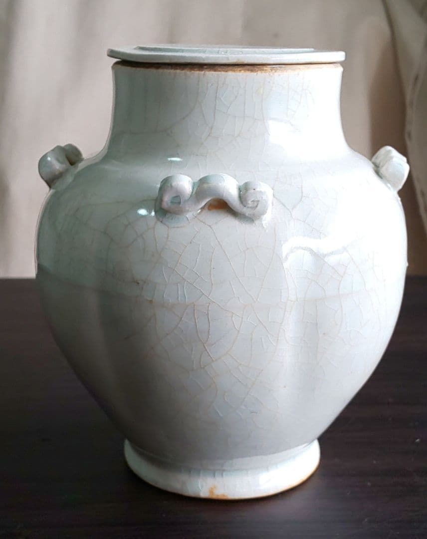 中国美術 宋 白磁 蓋付壺四耳壺 北宋時代(１２世紀後期)