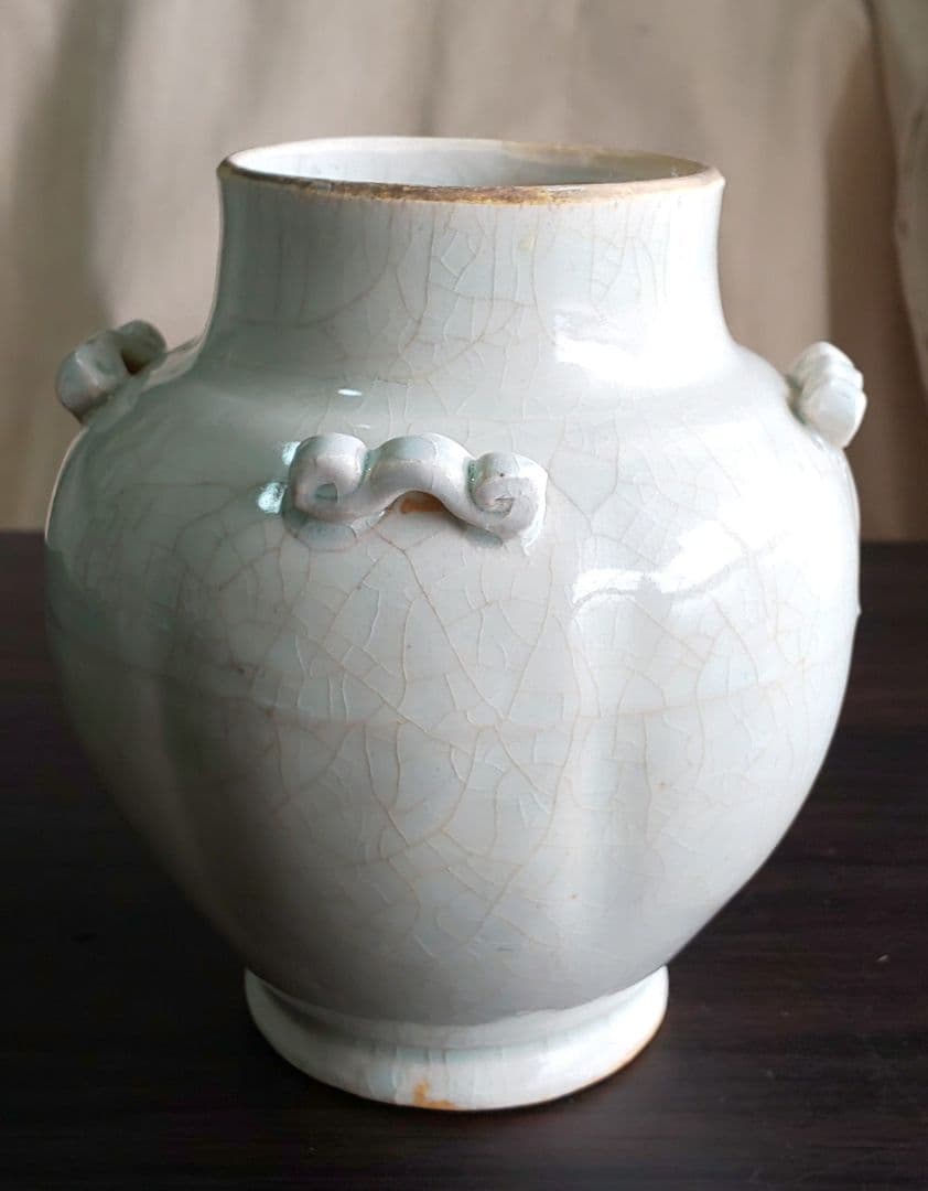 中国美術 宋 白磁 蓋付壺四耳壺 北宋時代(１２世紀後期)