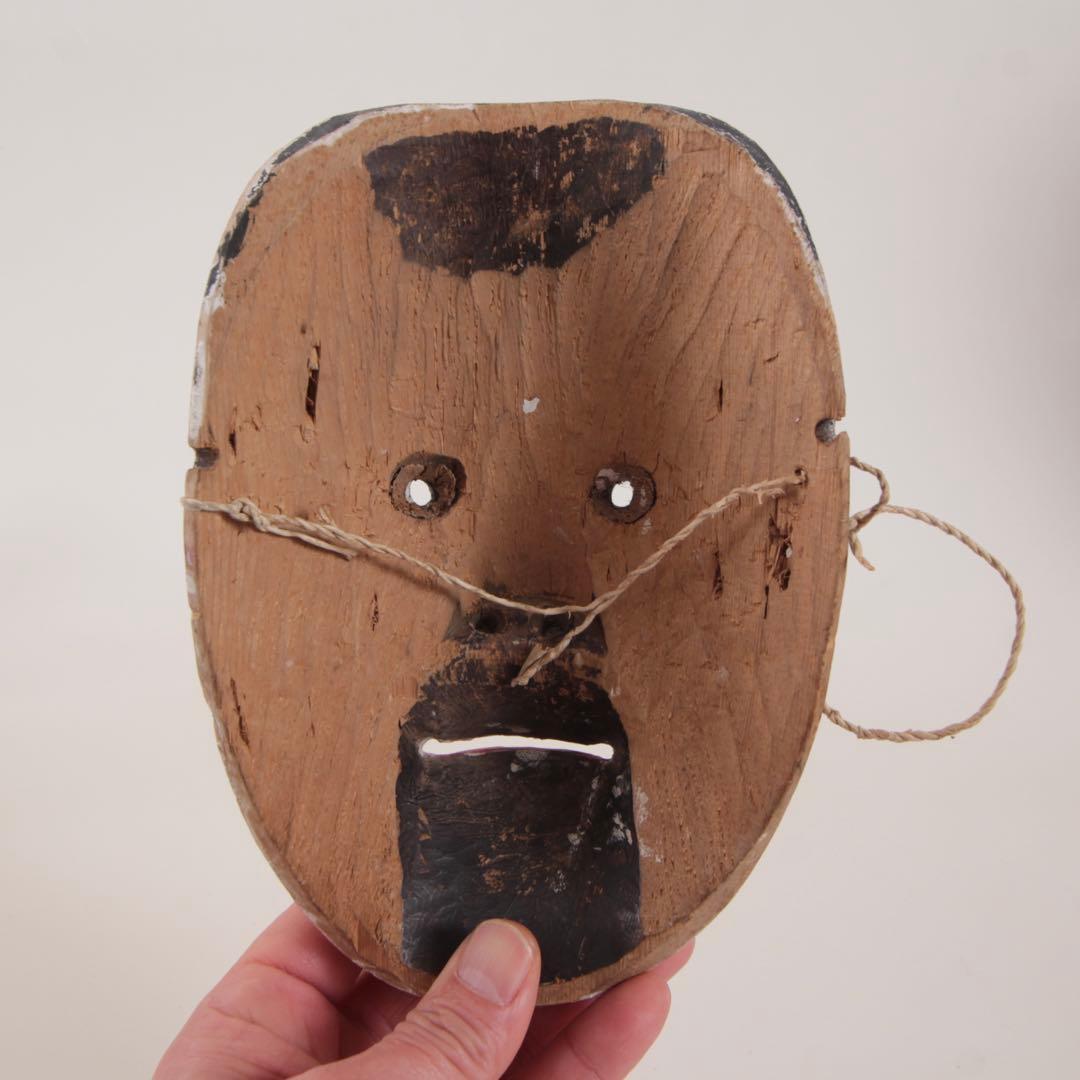 古い 木彫面 田楽面？ 神楽面？ 古道具 古美術 アンティーク オブジェ