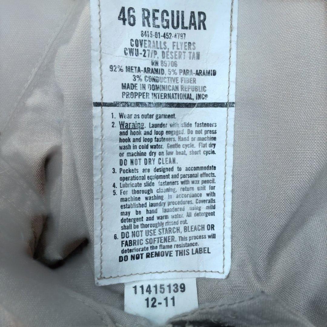極美品　米軍放出品 ミリタリー フライトスーツ デザートタン CWU-27/P
