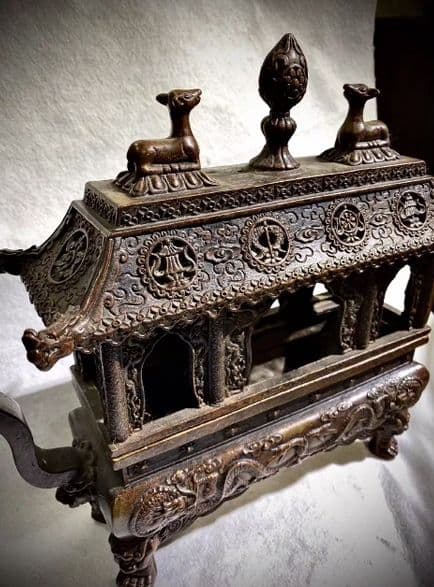 銅器仏教 二龍戯珠八宝香炉 古美術 コレクション品 銅製 工芸品 彫刻装飾品置物