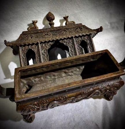 銅器仏教 二龍戯珠八宝香炉 古美術 コレクション品 銅製 工芸品 彫刻装飾品置物