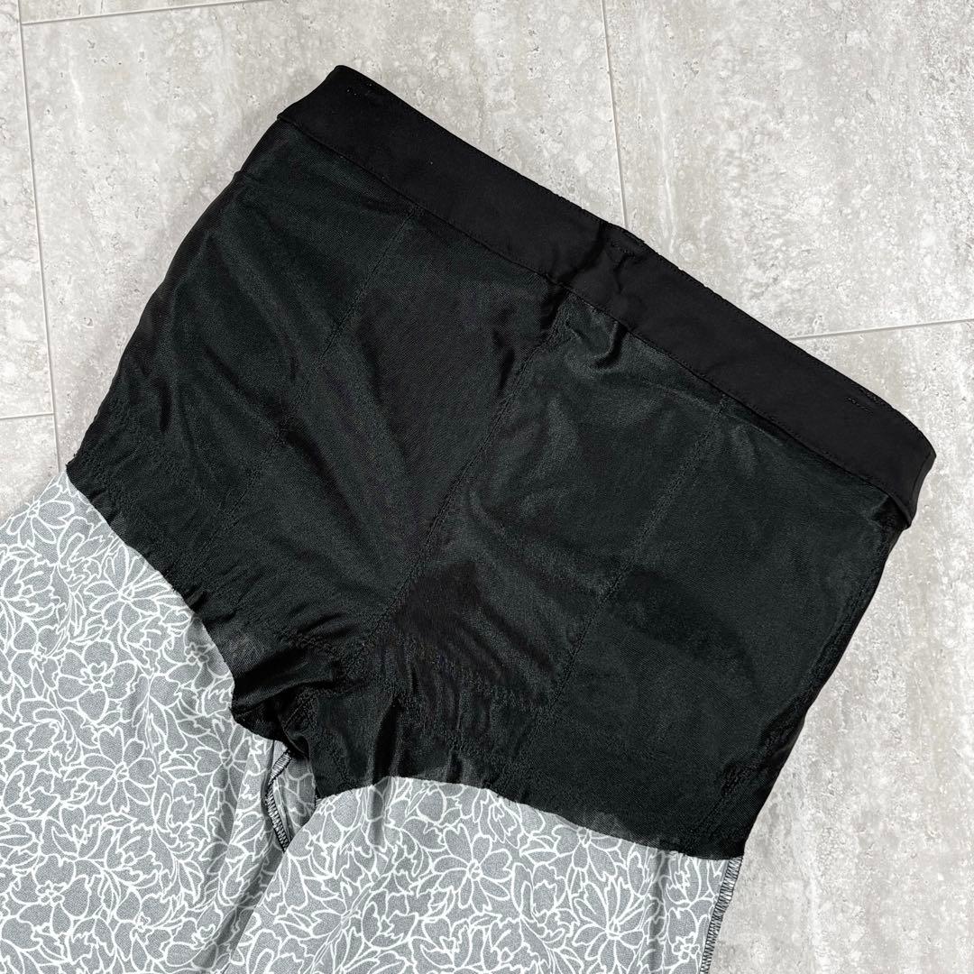 【マスターバニーエディション】ロングパンツ　花柄　黒x白　インナーガードル　L