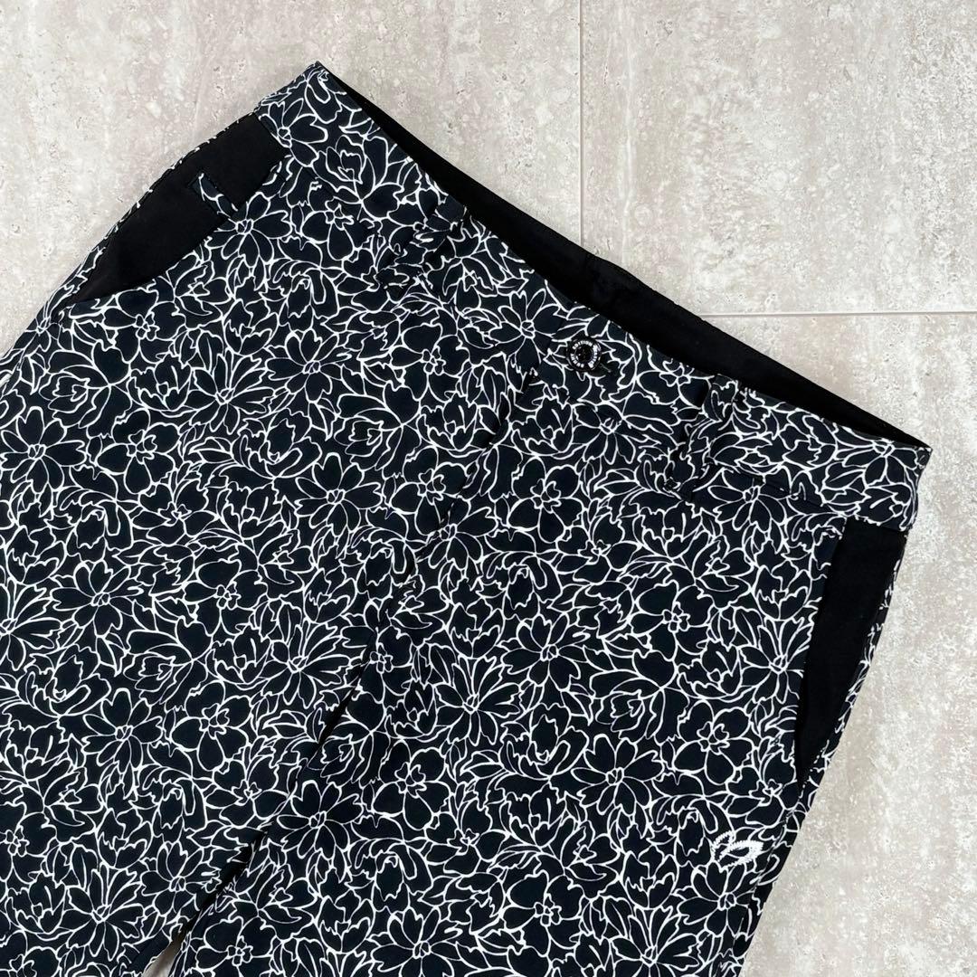【マスターバニーエディション】ロングパンツ　花柄　黒x白　インナーガードル　L