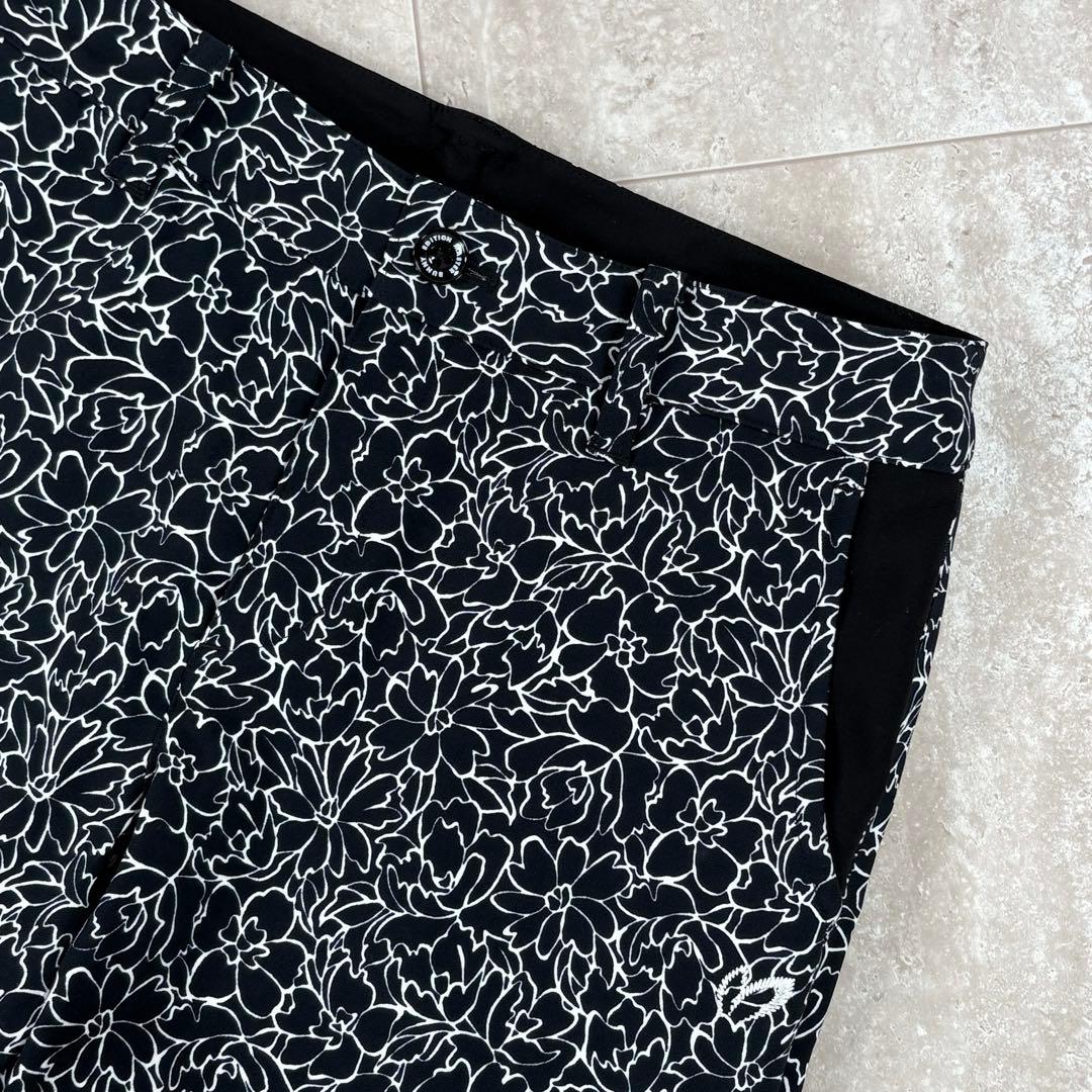【マスターバニーエディション】ロングパンツ　花柄　黒x白　インナーガードル　L