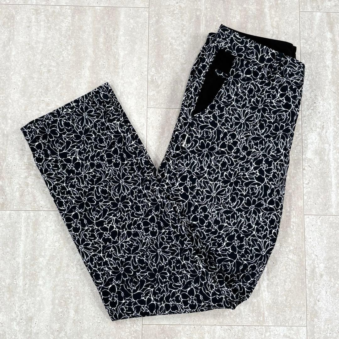 【マスターバニーエディション】ロングパンツ　花柄　黒x白　インナーガードル　L