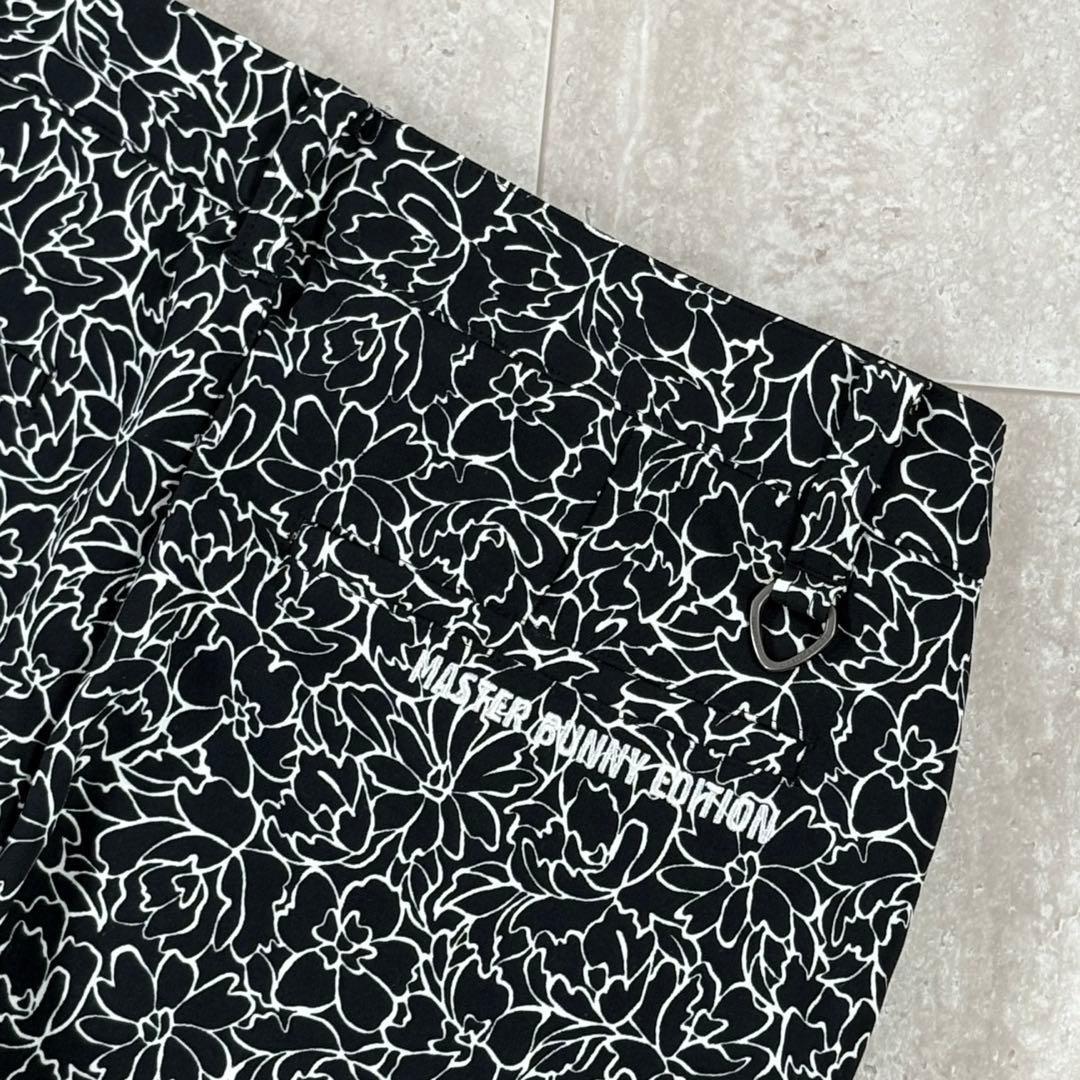 【マスターバニーエディション】ロングパンツ　花柄　黒x白　インナーガードル　L