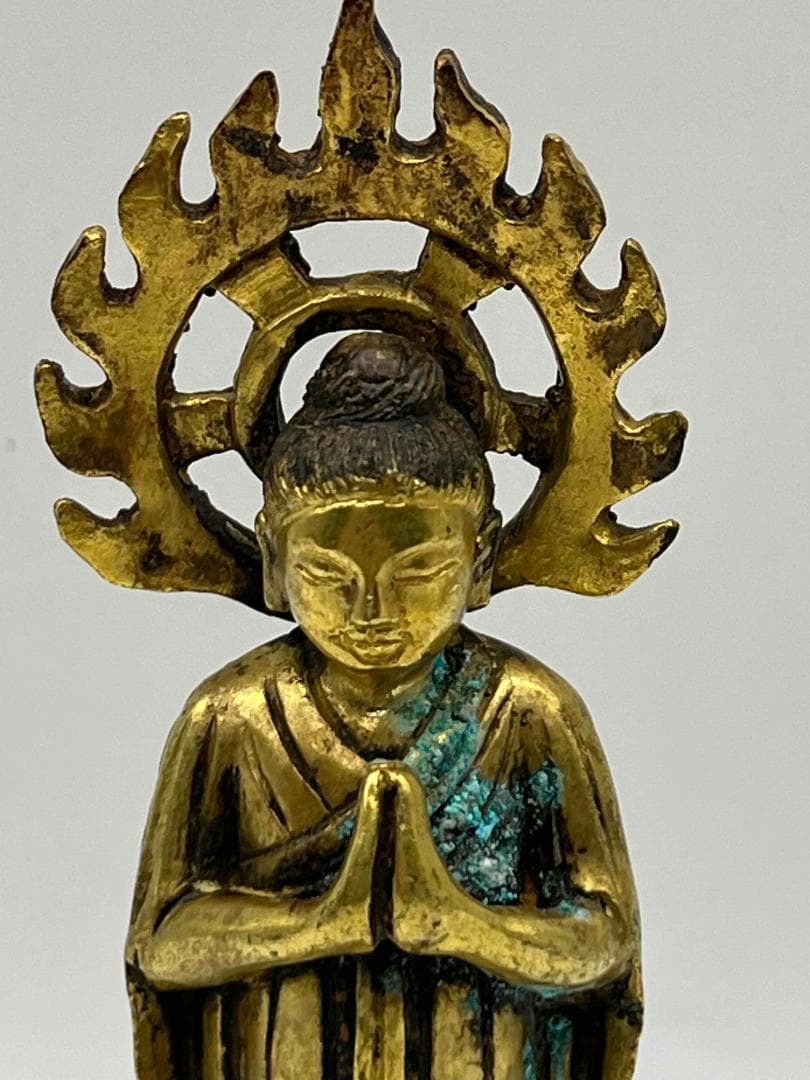 北魏時代 金銅観音菩薩立像　铜鎏金 金銅仏　唐物　仏教用品　仏像(B-104③)