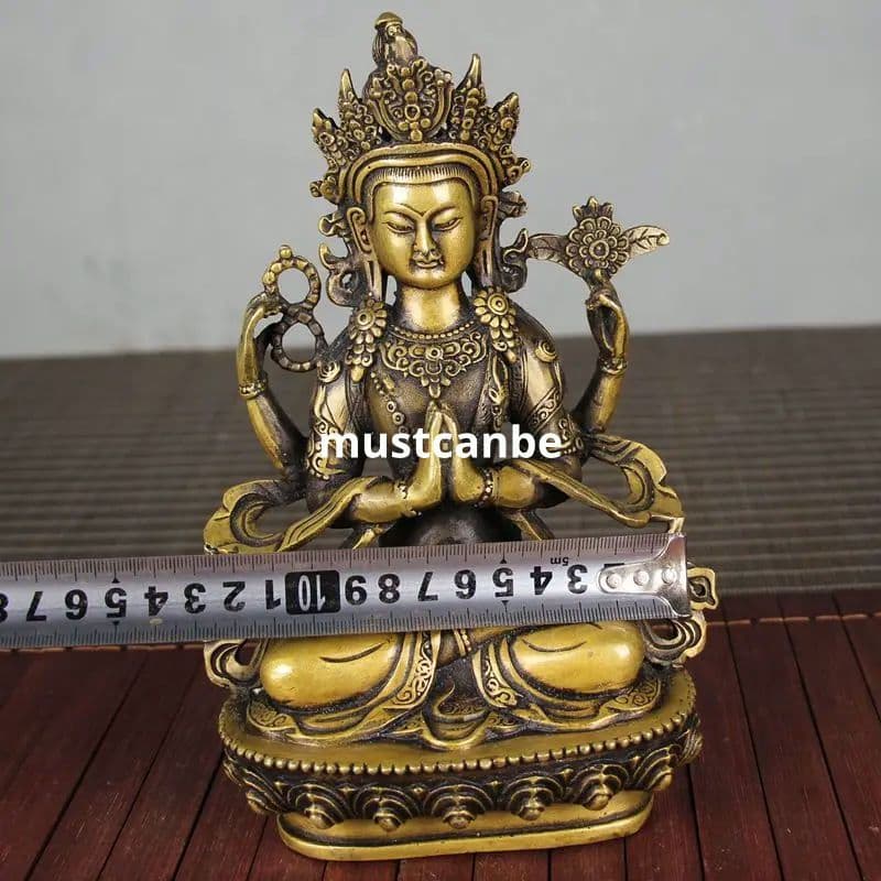 仏教美術 仏像 文殊普賢四臂観音 小仏像 銅製 銅器