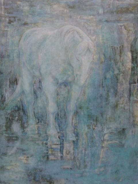 吉村年代、【水あかり】、希少な額装用画集画、新品高級額 額装付