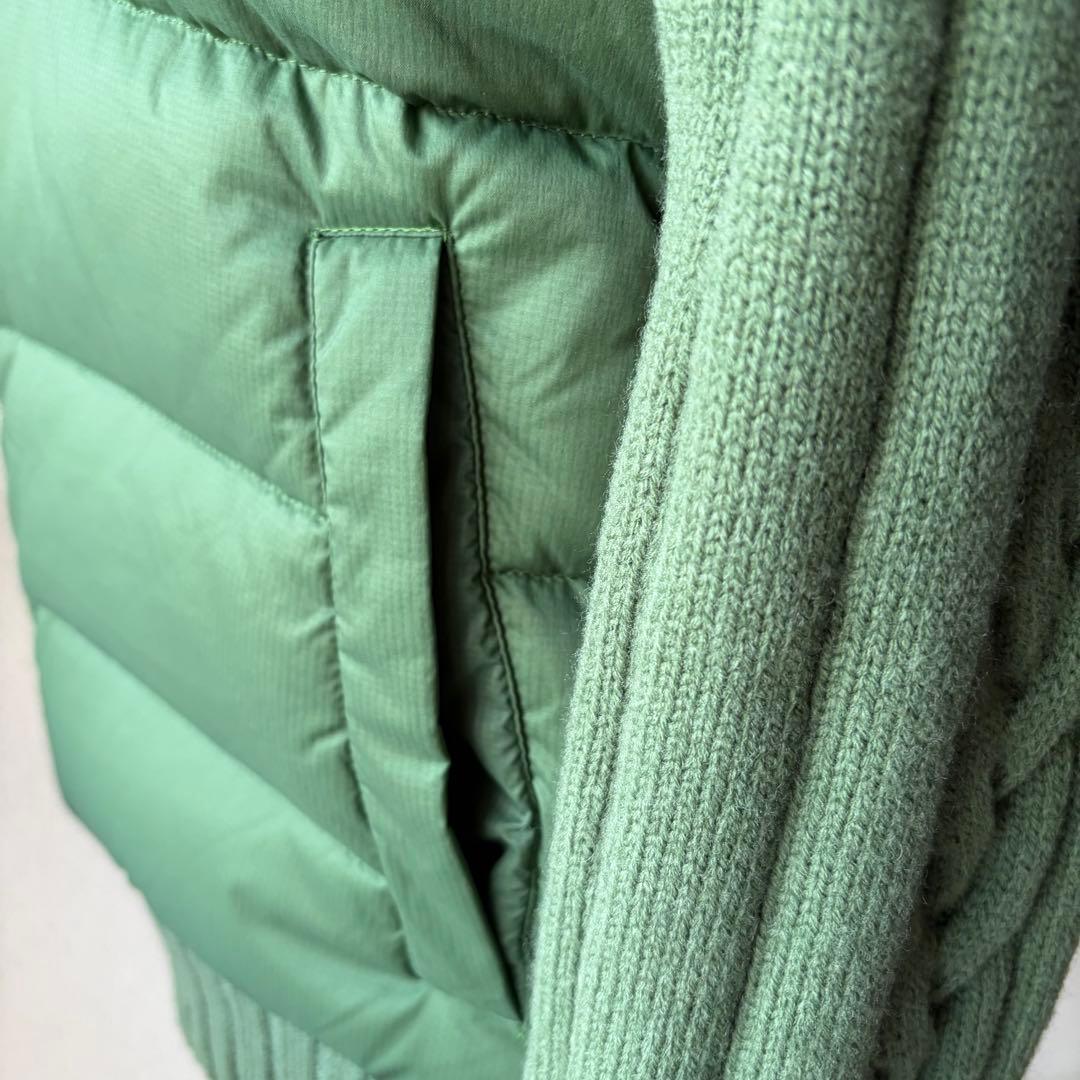 美品　マスターバニー　ダウンフェザー　異素材ニット袖　カーキ　軽くて暖か　M
