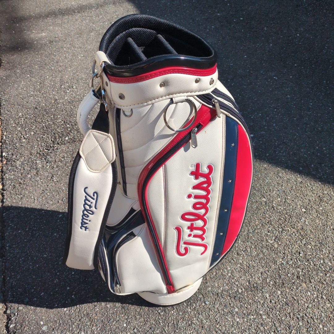 Titleist ゴルフキャディバッグ ホワイト/レッド/ネイビー