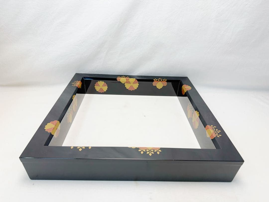 未使用 茶道具 孝雄作 木製黒真塗 高台寺蒔絵 炉縁 共箱