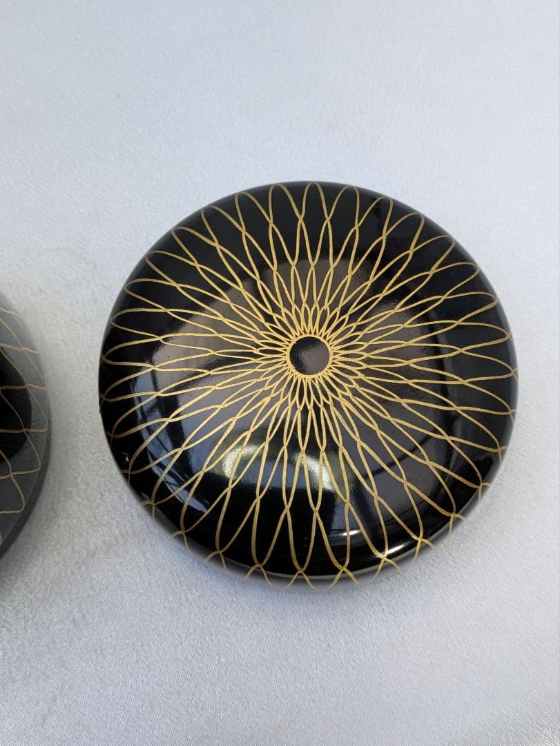 てーむ☆b480、茶道具 棗 なつめ 中棗 黒金網目蒔絵