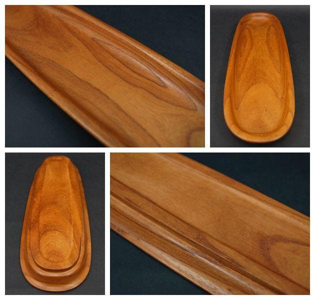 欅製 煎茶盆 一文字盆 刳り貫き盆 楕円盆 / 煎茶道具