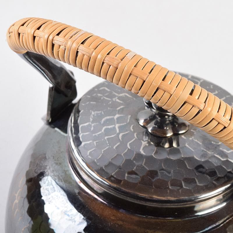 煎茶道具　白銅いぶし銀　槌目　銀瓶　湯沸し　約501g　M　R9483