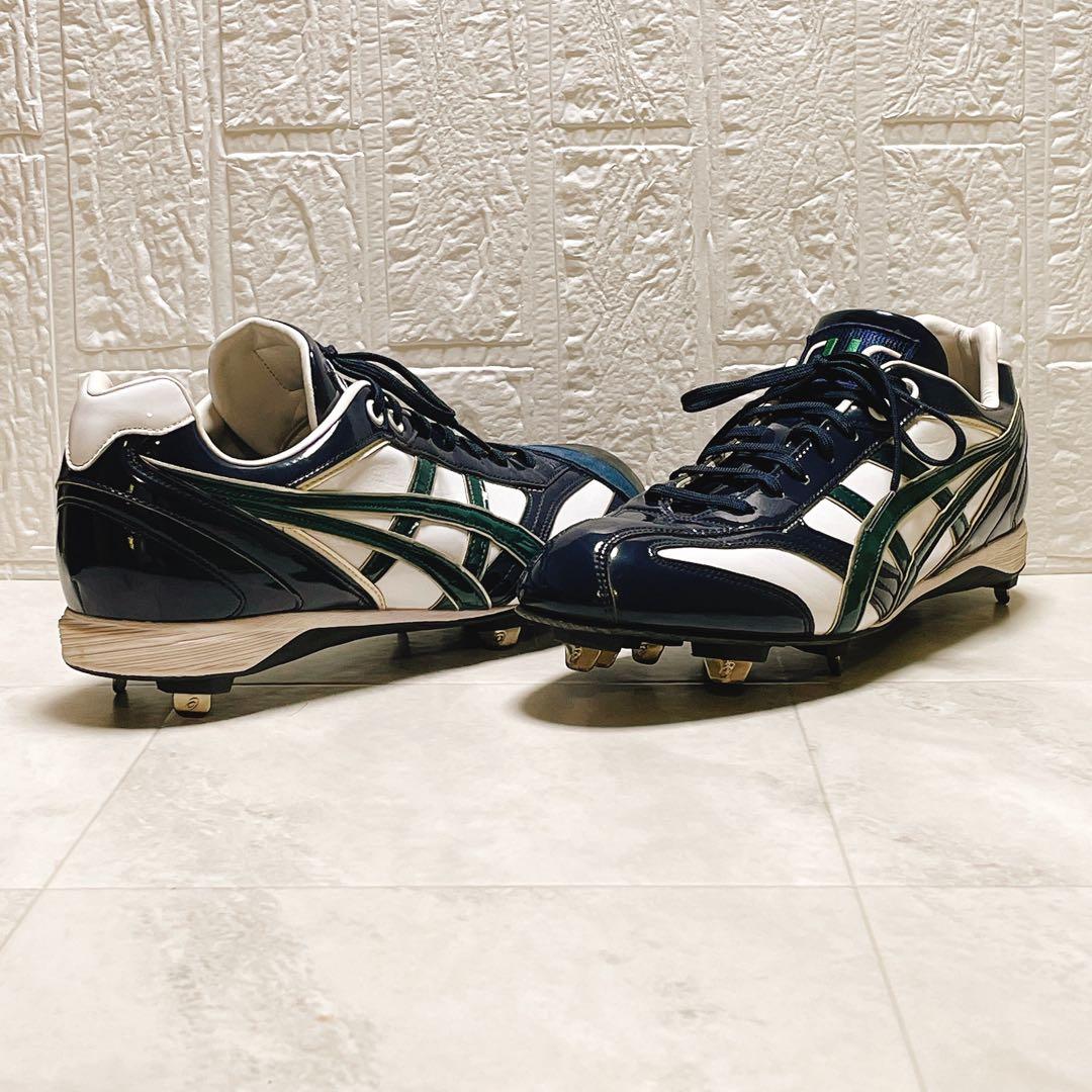 アシックス 硬式野球 右投手用スパイク ホワイト/ネイビー/グリーン 28cm