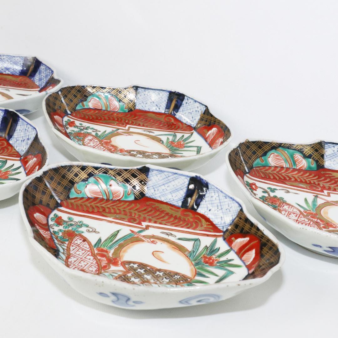 染付 色絵錦手 古伊万里　菱形皿 花鳥 金襴手　②