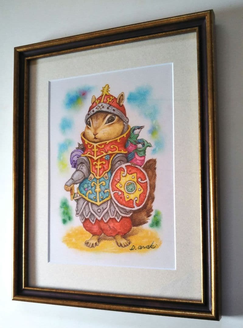 【原画】『ガンフリック』（絵画　パステル画　リス　動物画）