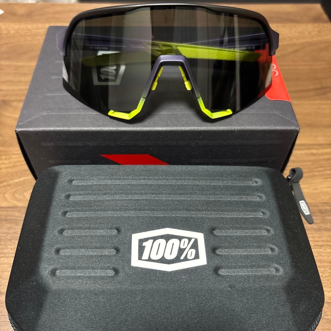 100% S3 スポーツサングラス ブラック/イエロー ケース付