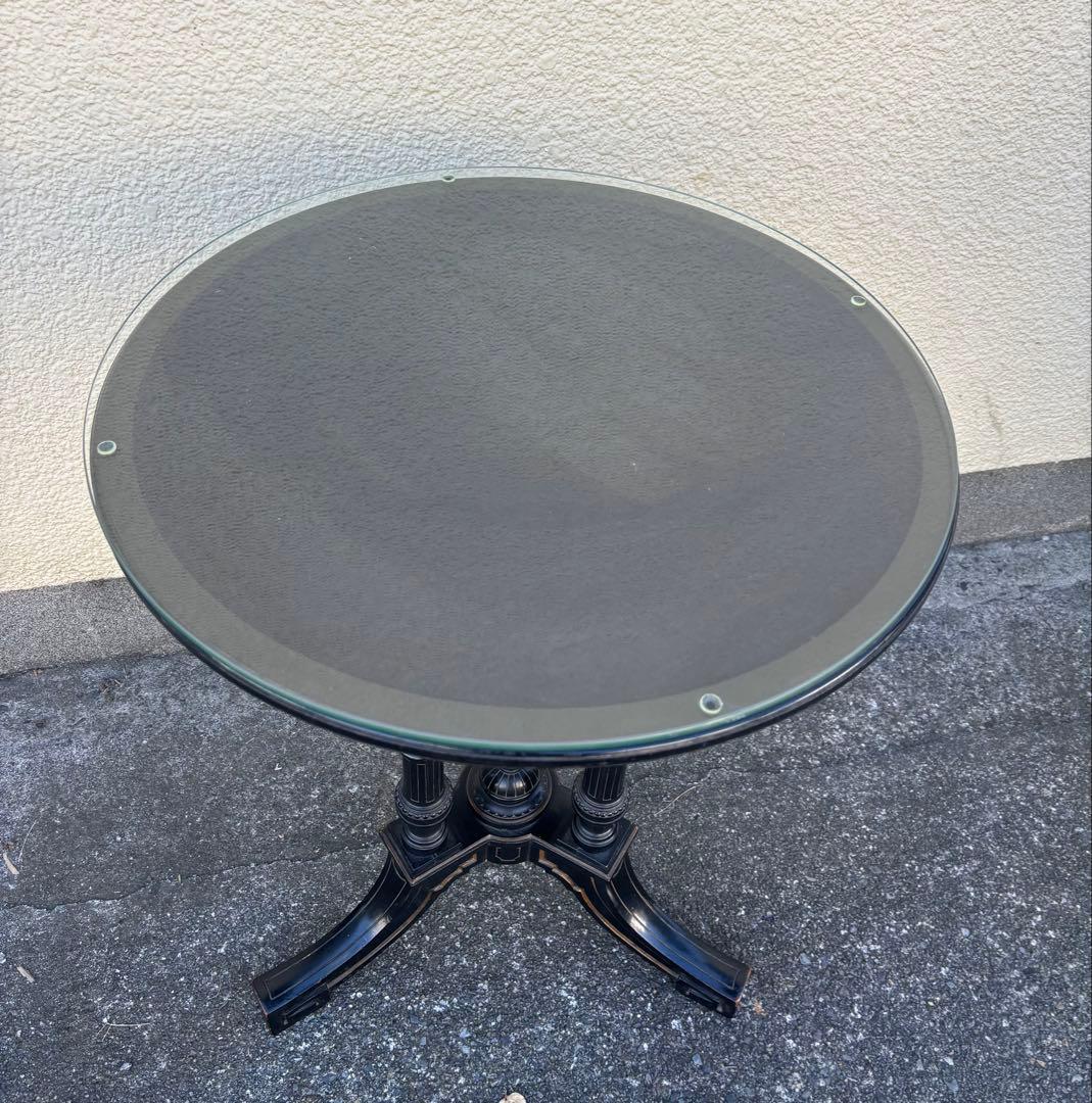 ロイズアンティーク　Lloyd's ガラステーブル　丸テーブル　センターテーブル